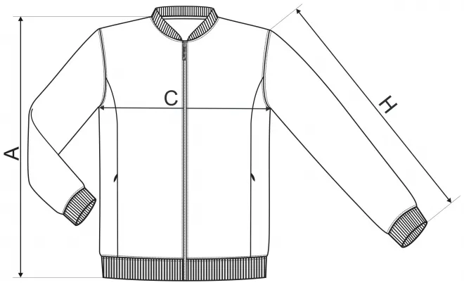 Bluza męska z ukrytymi kieszeniami - tabela wymiarów