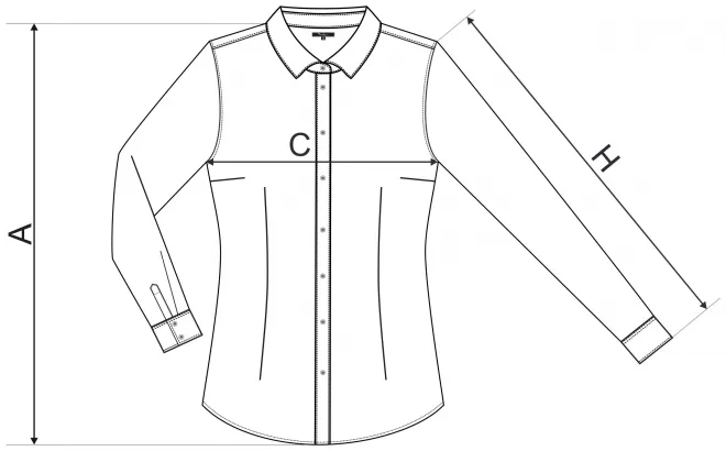 Bluzka damska z długim rękawem slim fit - tabela wymiarów