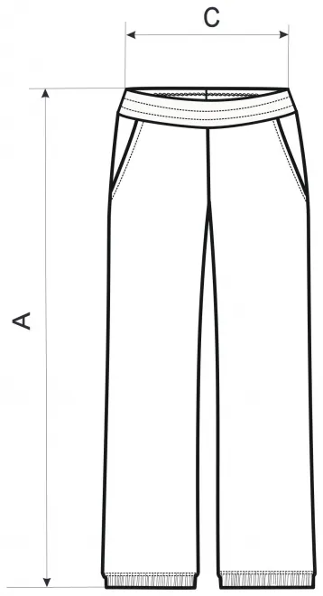 Damskie spodnie dresowe z kieszeniami - tabela wymiarów