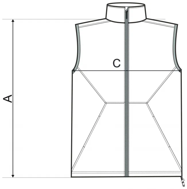 Kamizelka męska - tabela wymiarów