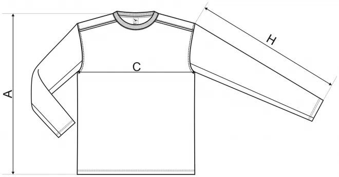 Koszulka z długim rękawem - tabela wymiarów