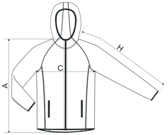 Męska bluza sportowa - tabela wymiarów