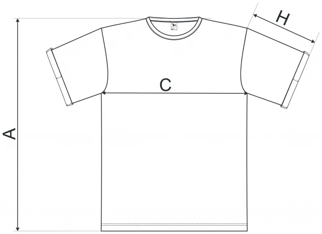 T-shirt męski z podwiniętymi rękawami - tabela wymiarów